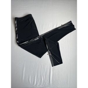 Vecceli Italy Black‎ Sexy Stretch Pants Womens Small Vinyl Sides Zipper Cuffs